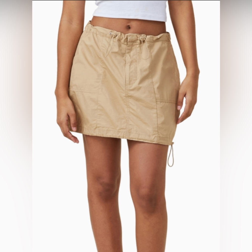 Soft Utility Light Cargo Mini Skirt Tan Size Small